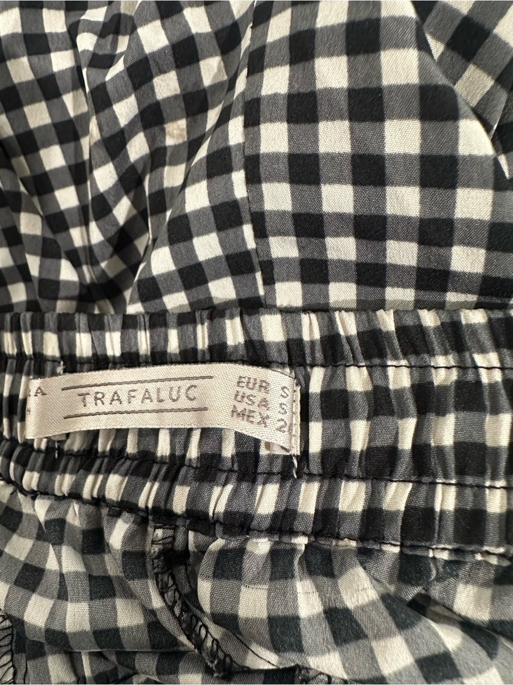 Zara Black & White Gingham Wide Leg Tie-Waist Pants Small - Picture 5 of 5